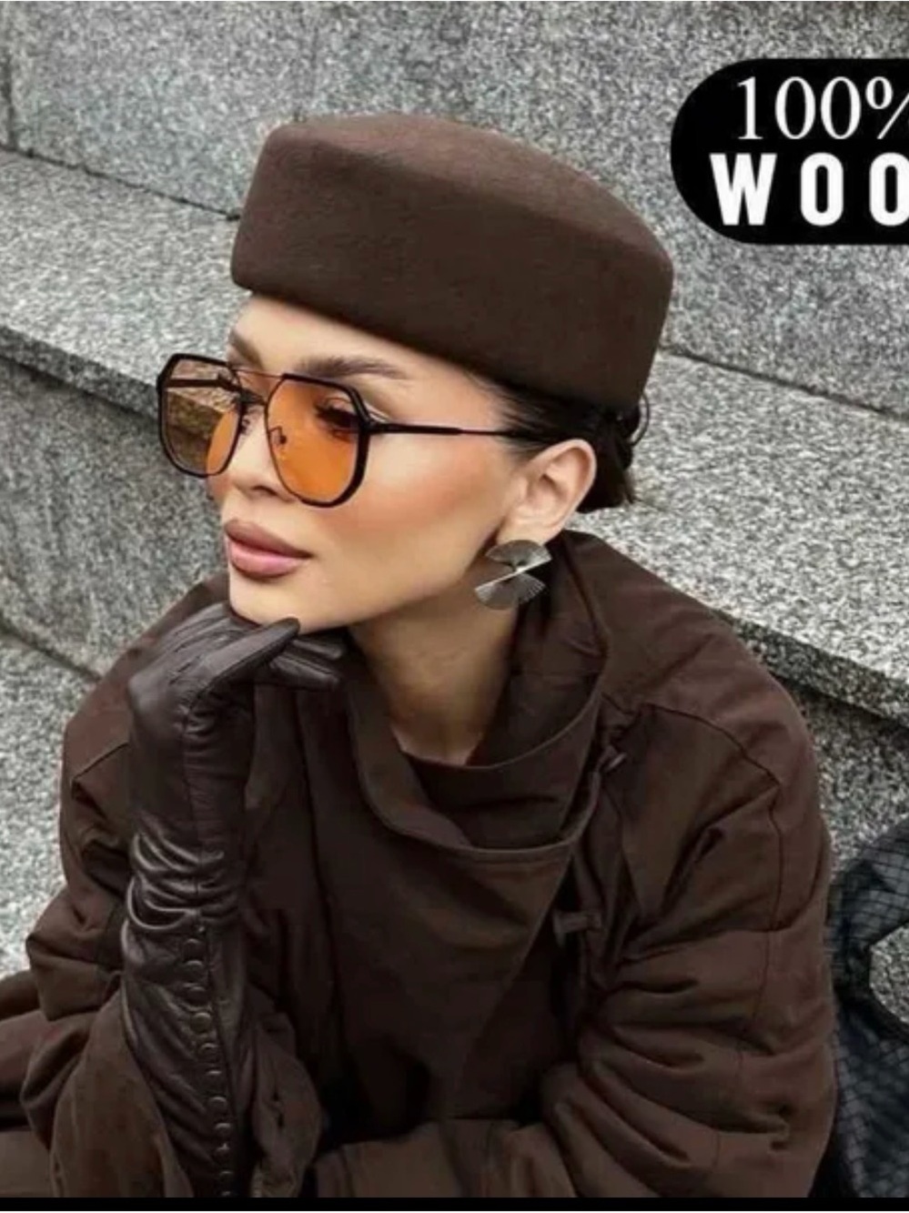 Women’s Brown Wool Pillbox Hat